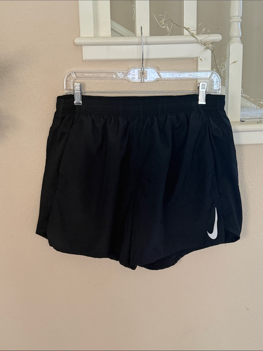 Nike Women’s Black Athletic Running Shorts with White Swoosh